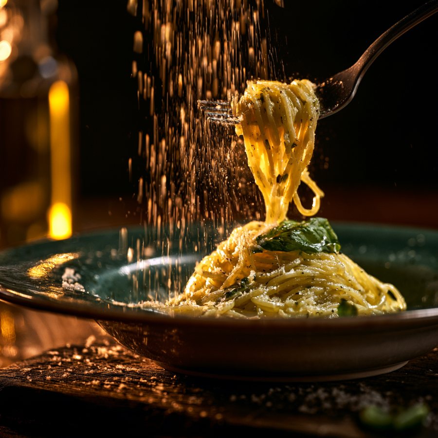 Tagliatelle of the day with parmigiano falling like snow